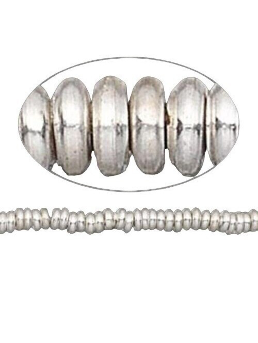 50 Silver India Brass Ethnic 4mm Flat Round Heishi Rondelle Handcrafted Beads